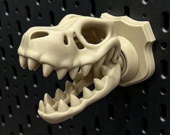 Dinosaur Skull Pegboard Hook, T-Rex Triceratops IKEA SKADIS Organizer, 3D Printed Holder, Gaming Decoration Gift for Men Dino Lovers
