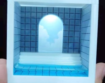 Custom Poolcore Miniature Diorama, Arched Gate Figurine Display Box Desk Lamp, Handmade Desktop Home Decor, Personalised Memorial Pet Gift