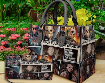 Horror Halloween Leather Handbag & Wallet, Horror Leather Bag, Shoulder Bag, Crossbody Bag, Halloween Bag, Gift For Mom, Halloween Gift.