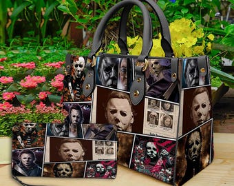 Horror Halloween Leather Handbag & Wallet, Horror Leather Bag, Shoulder Bag, Crossbody Bag, Halloween Bag, Gift For Mom, Halloween Gift.