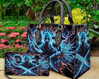 Horror Halloween Leather Handbag & Wallet, Horror Leather Bag, Shoulder Bag, Crossbody Bag, Halloween Bag, Gift For Mom, Halloween Gift.
