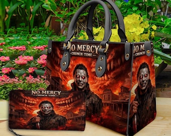 Horror Halloween Leather Handbag & Wallet, Horror Leather Bag, Shoulder Bag, Crossbody Bag, Halloween Bag, Gift For Mom, Halloween Gift.