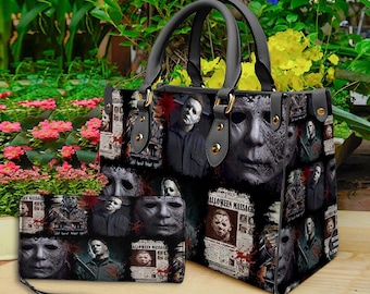 Horror Halloween Leather Handbag & Wallet, Horror Leather Bag, Shoulder Bag, Crossbody Bag, Halloween Bag, Gift For Mom, Halloween Gift.