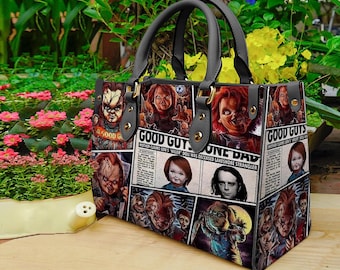 Horror Halloween Leather Handbag & Wallet, Horror Leather Bag, Shoulder Bag, Crossbody Bag, Halloween Bag, Gift For Mom, Halloween Gift.