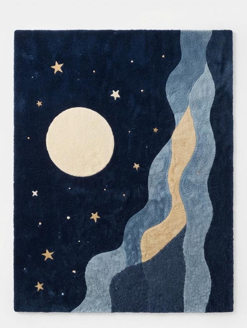 Mooon Rugs Moon Nursery Rug - Hand Tufted Wool Kids Carpet for Bedroom and Nursery ...