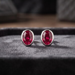 4.00 Ct Oval Cut Natural Ruby 14K Solid White Gold Wedding Special Studs