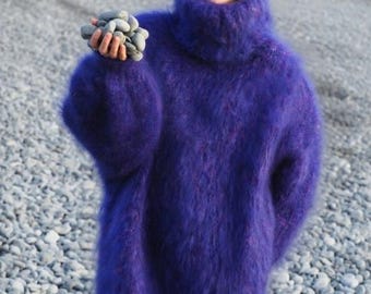 Mohair Sweater Thick Oversize Purple by Lanaknittings