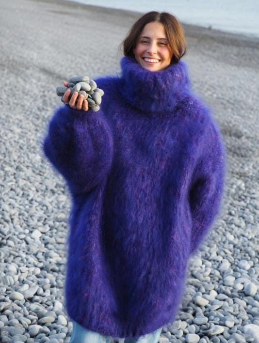 Mohair Sweater Thick Oversize Purple by Lanaknittings - Etsy