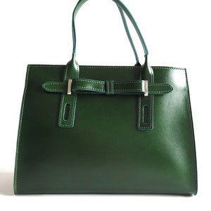Green Genuine Leather Elegant Bag for Woman made in Italy