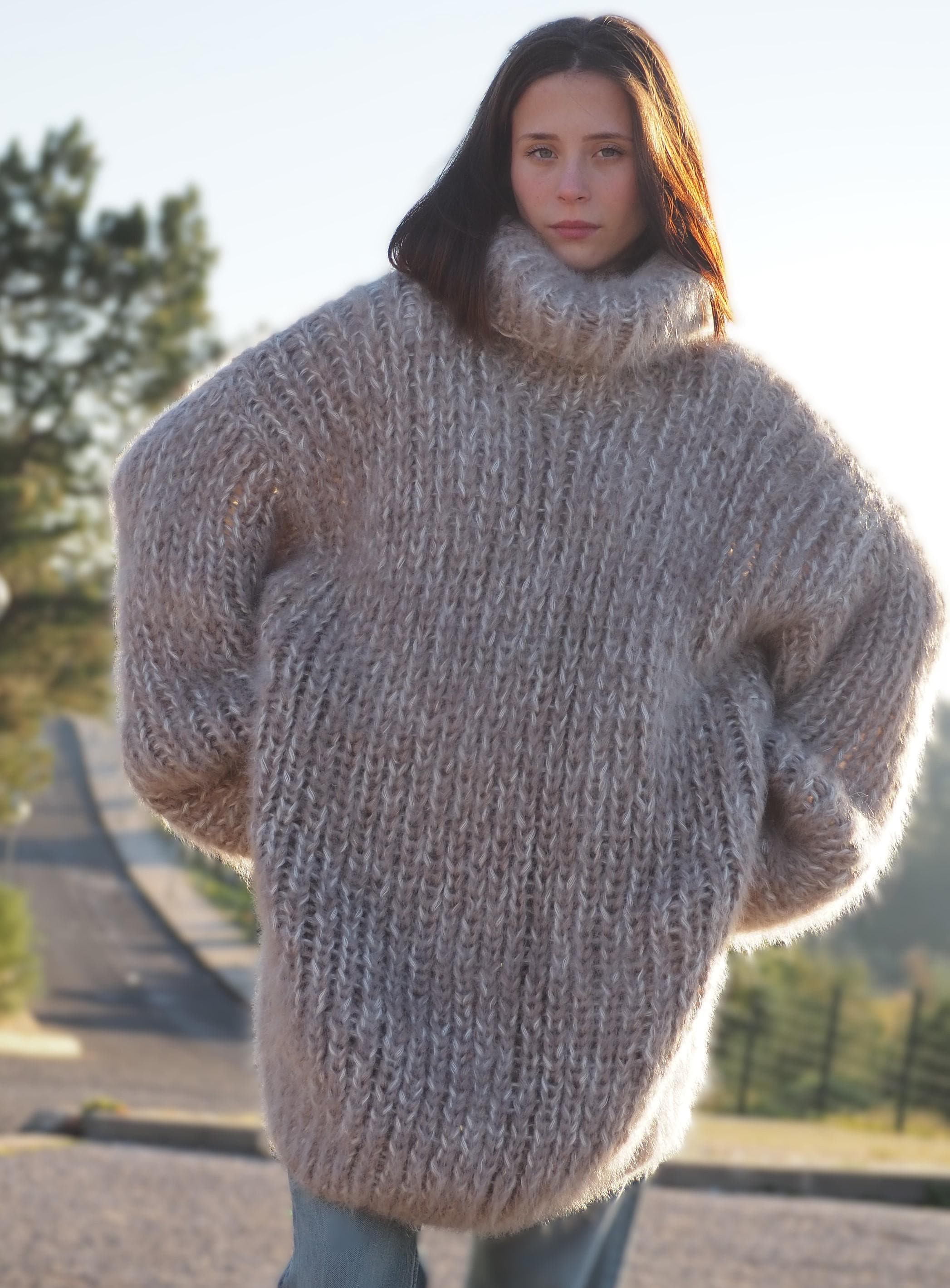 Mohair Sweater Thick Oversize 100% Natural Mohair Yarn Handknitted