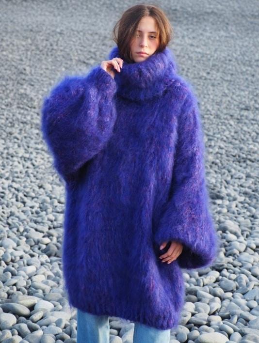 Mohair Sweater Thick Oversize Purple by Lanaknittings - Etsy