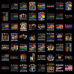 We The People Means Everyone PNG Bundle, LGBTQ American Flag Digital Download, LGBT Pride Month Sublimation Design, Rainbow Equality