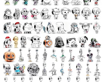 Ciondoli a forma di cartoni animati in argento sterling 925 / Ciondoli con simpatici animali e personaggi fantasy / Ciondoli per bracciali europei compatibili con Pandora / Regalo per lei
