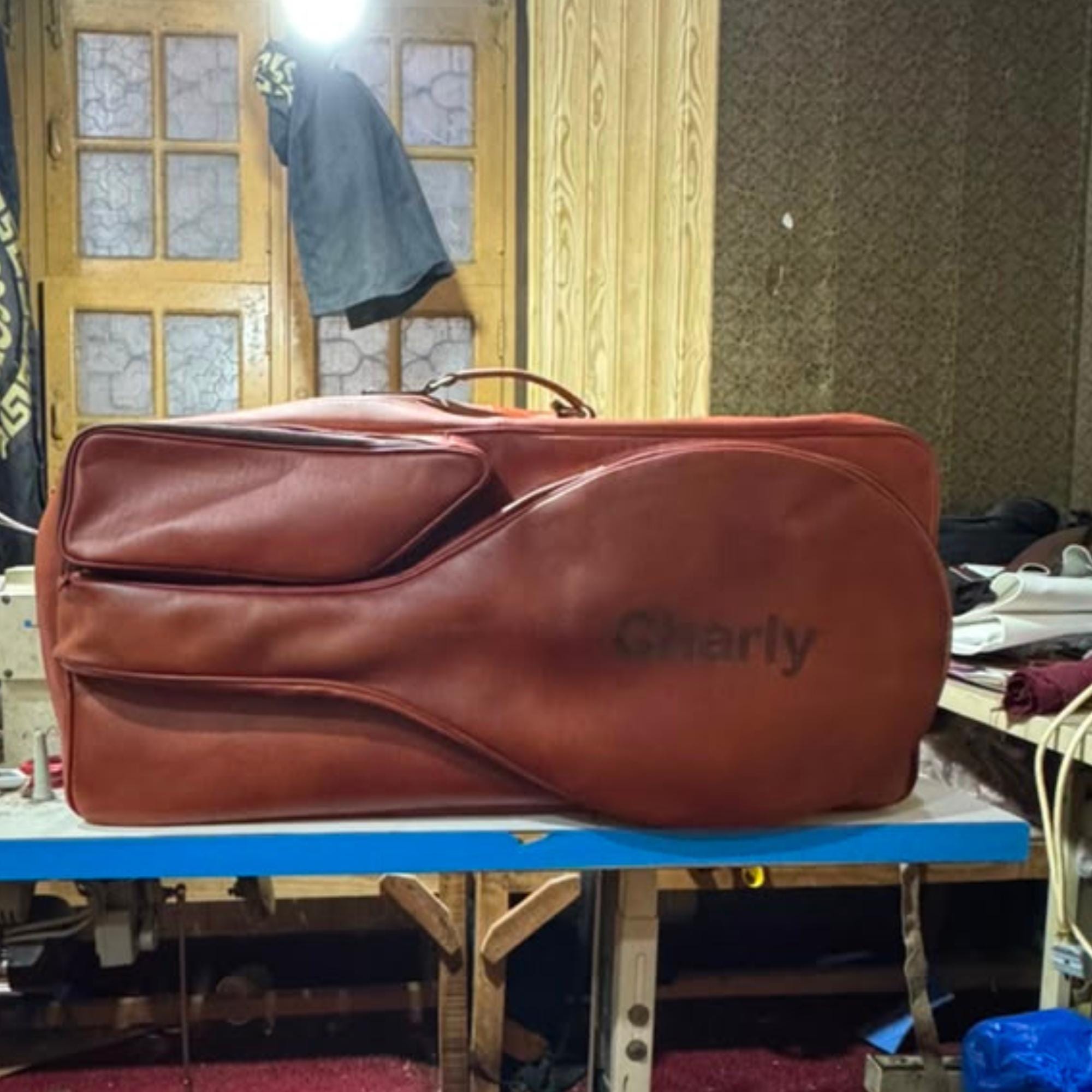 Handmade Full Grain Leather Tennis Bag Sports Travel Case