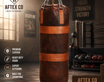 Sacco da boxe in pelle pieno fiore di alta qualità, sacco da boxe resistente, sacco da allenamento per Muay Thai e kickboxing in pelle bovina fatto a mano, regalo per la palestra di casa
