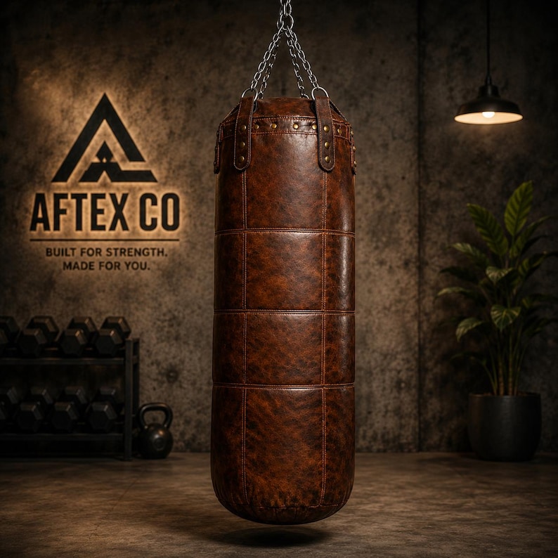 Vintage Leather Heavy Punching Bag | Genuine Cowhide Boxing MMA ...