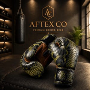 Premium Snake Skin Leather Boxing Gloves, Handmade Python Pattern Boxing Gloves, Sparring Training Gloves, Heavy Bag Gloves