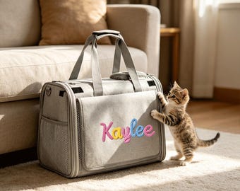 Custom Pet Name Carrier, Pet Outdoor Portable Bag, Personalized Pet Tote Bag, Small Dog & Cat Carrier, Pet Outdoor Supplies