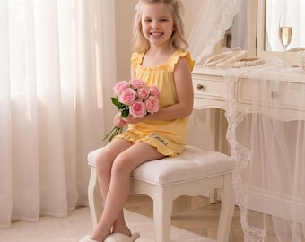 Pijama personalizado para daminha de honra, conjunto de pijama personalizado para casamento, roupa de dormir fofa para daminha de honra, presente sentimental para noiva, presente para chá de panela
