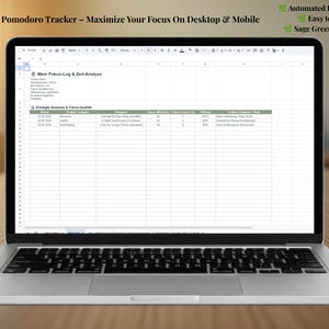 Pomodoro Tracker Google Sheets | Time Management Sheet | Fokus Timer Planer | Productivity Goal Dashboard | Study Hours Log Template