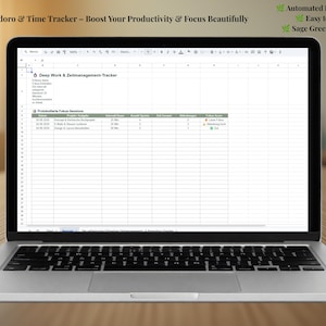 Pomodoro Tracker Google Sheets | Time Management Planner | Time management focus | Productivity Dashboard | Study & Task Timer Log