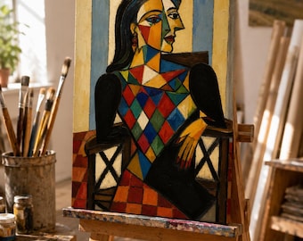 Ritratto di donna di grande impatto / Arte massimalista dai colori vivaci per arredamento moderno / Download digitale