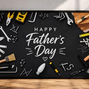 Bord voor workshop Happy Father's Day, decor klusjesman, garagekunst (digitale download)