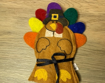 Little Turkey Finger Puppet – Vintage-Style Turkey Toy for Holiday Tables & Gift Bags"