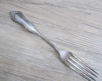 Rare 1877 Niagara Falls Silver co-Serving/ Fruit Fork-1896 Pattern Beaded Colonial