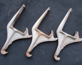 Antique Clothesline  Cleat , Rare Hooks: Clothes Drying Tool, Dayton Ohio (Set of 3)