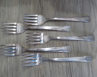 Vintage (Silver plate, 1939)  Salad Fork Set of 5 Bouquet-Embassy