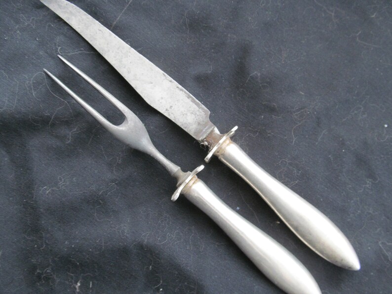 Antique Sterling Silver Small Handle Carving Knife and Fork Etsy