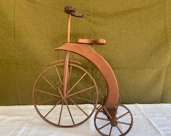 The Artisan Rider" Wooden Tricycle  Handcrafted Decorative, Farmhouse ,Primitive.Wood Frame Wooden Seat & Handlebars 21”