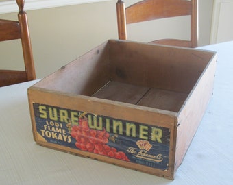 Antique Wood Shipping Crate: Primitive Farm Storage Box