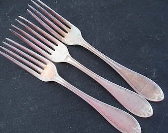 Rare Rogers & Bros-Dinner Forks-set of 3 ,1862 Oval Thread Pattern