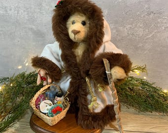 Handcrafted  Santa Bear: One of a Kind Artist Signed Holiday Collectible