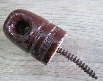Antique Brown ceramic Fence Telephone pole Insulator