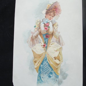 Victorian lady Lithograph /Print vintage craft