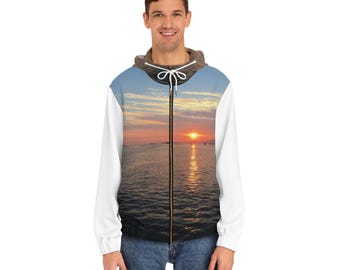 Sunset Over Ocean Full-Zip Hoodie | Sunrise Seascape Zip-Up