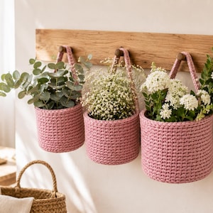 Basket Crochet Pattern Bundle, Hanging Basket Set, Teardrop Basket, Wall Storage Basket