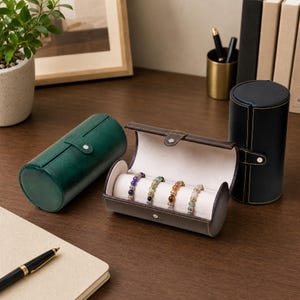 Custodia da viaggio personalizzata per bracciali cilindrici / Astuccio arrotolabile in pelle con incisione personalizzata per bracciali, 3 colori, regalo per gli amanti dei bracciali