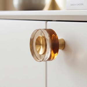 Amber Glass Cabinet Knob Brass Crystal Dresser Drawer Pull Clear Modern Wardrobe Handle