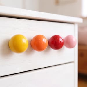 Colorful Ceramic Round Drawer Knobs for Kids Room, Dresser Cabinet Wardrobe Pull