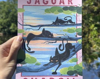 A Shadow of Jaguars Art Print | Illustrated | A5 Print | Fun Animal Illustration | Recycled Card