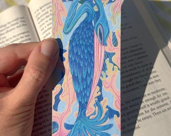Cormorant Bookmark | Fantasy Illustration | Recycled Paper Art (148mm x 55mm)