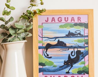A Shadow of Jaguars Art Print | Illustrated | A5 Print | Fun Animal Illustration | Recycled Card