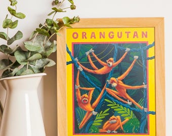 A Buffoonery of Orangutans Art Print | Illustrated | A5 Print | Fun Animal Illustration | Recycled Card