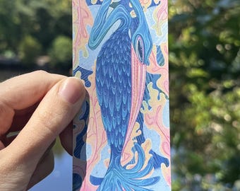 Cormorant Bookmark | Fantasy Illustration | Recycled Paper Art (148mm x 55mm)