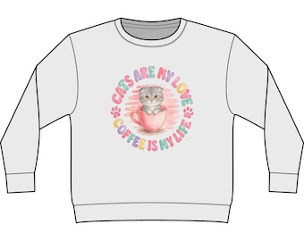 Scottish Fold Cat Coffee Sweatshirt | Autumn Cat Mom Gift