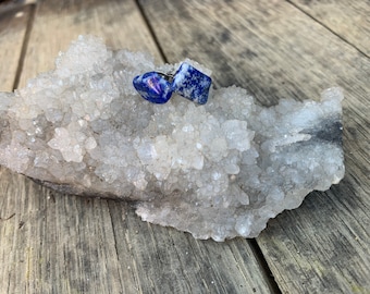 Raw Lapis Lazuli Earrings – Minimalist Gemstone Studs